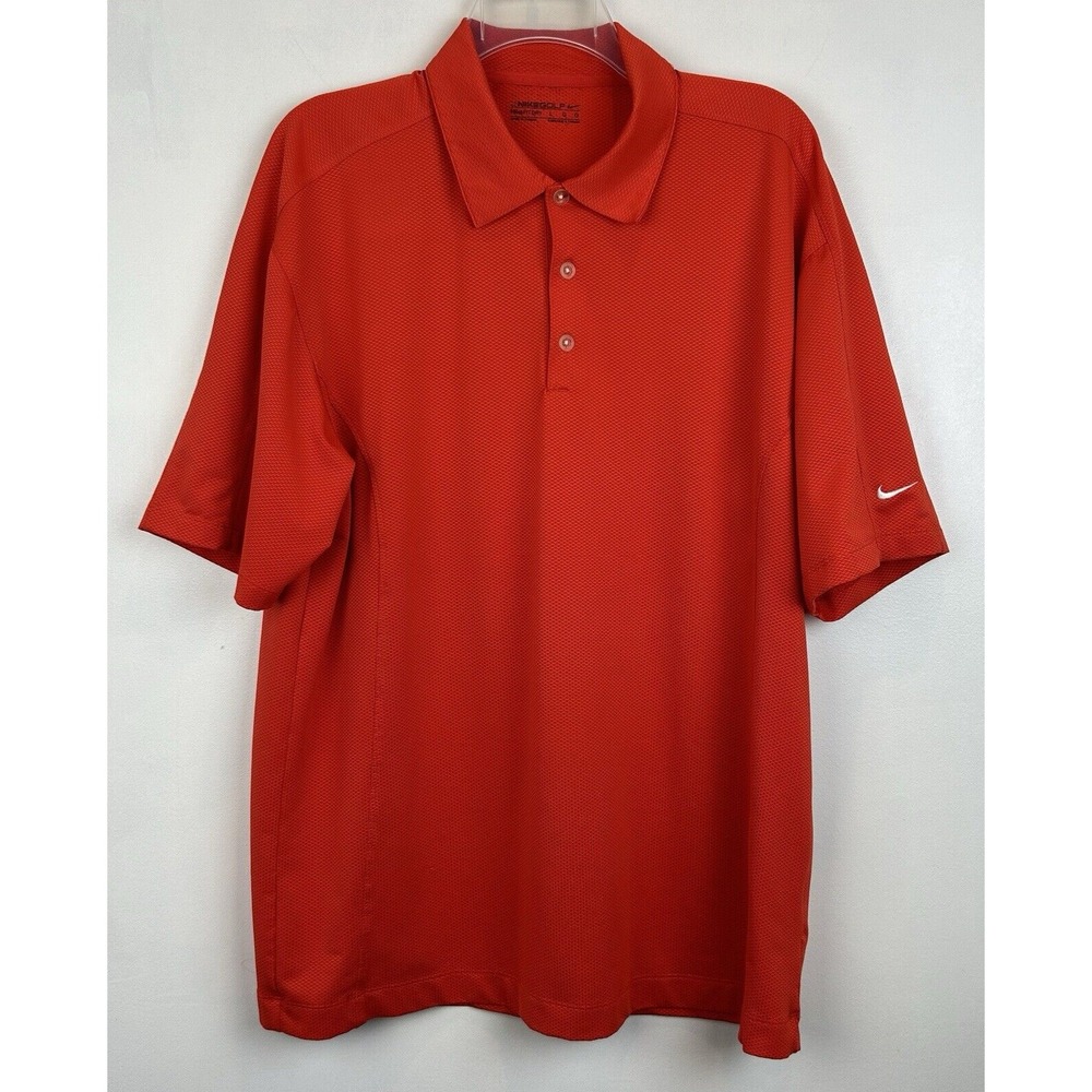 Nike Golf Polo Shirt Mens Large Red Fit Dry Lightweight Collared Golf Preppy